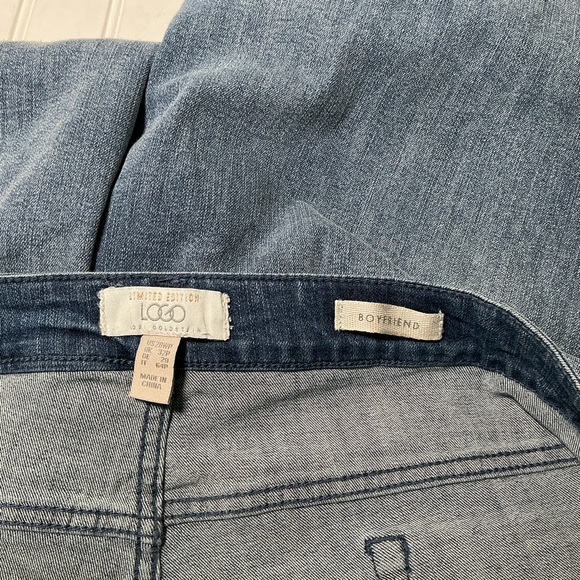 LOGO Lori Goldstein Velvet Patchwork Boyfriend Jeans Straight Stretch Size 28WP - Picture 8 of 11